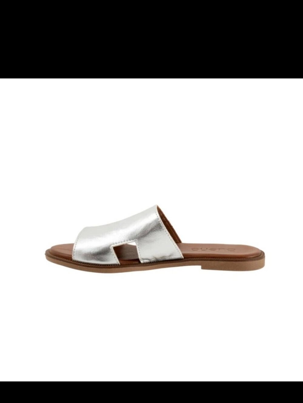 Bueno Hendrix Women's Leather Slide Sandals Dark Silver